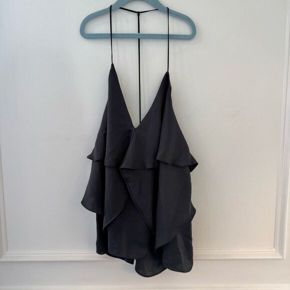 Ramy Brook Brittany Black Tiered T Back Sleeveless Women's Top Large NWT - Picture 6 of 12